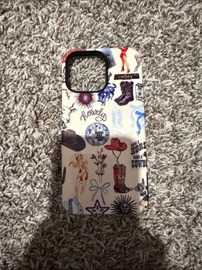 Stylish Cowboy Print Phone Case - Cream